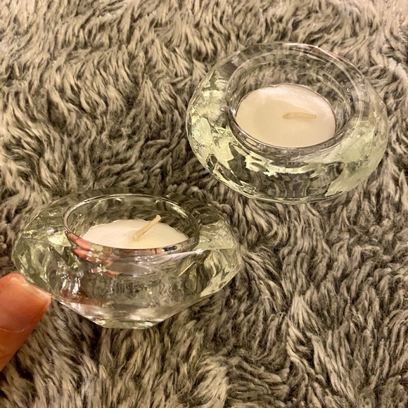 Set of Two Diamond Glass Candle Holders - Picture 5 of 9